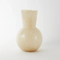 Dune speckled sand glass vase by Olsson & Jensen with a rounded body and flared neck, on a white background