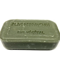 Green bar of soap with 'Olive de Provence' branding on a white background