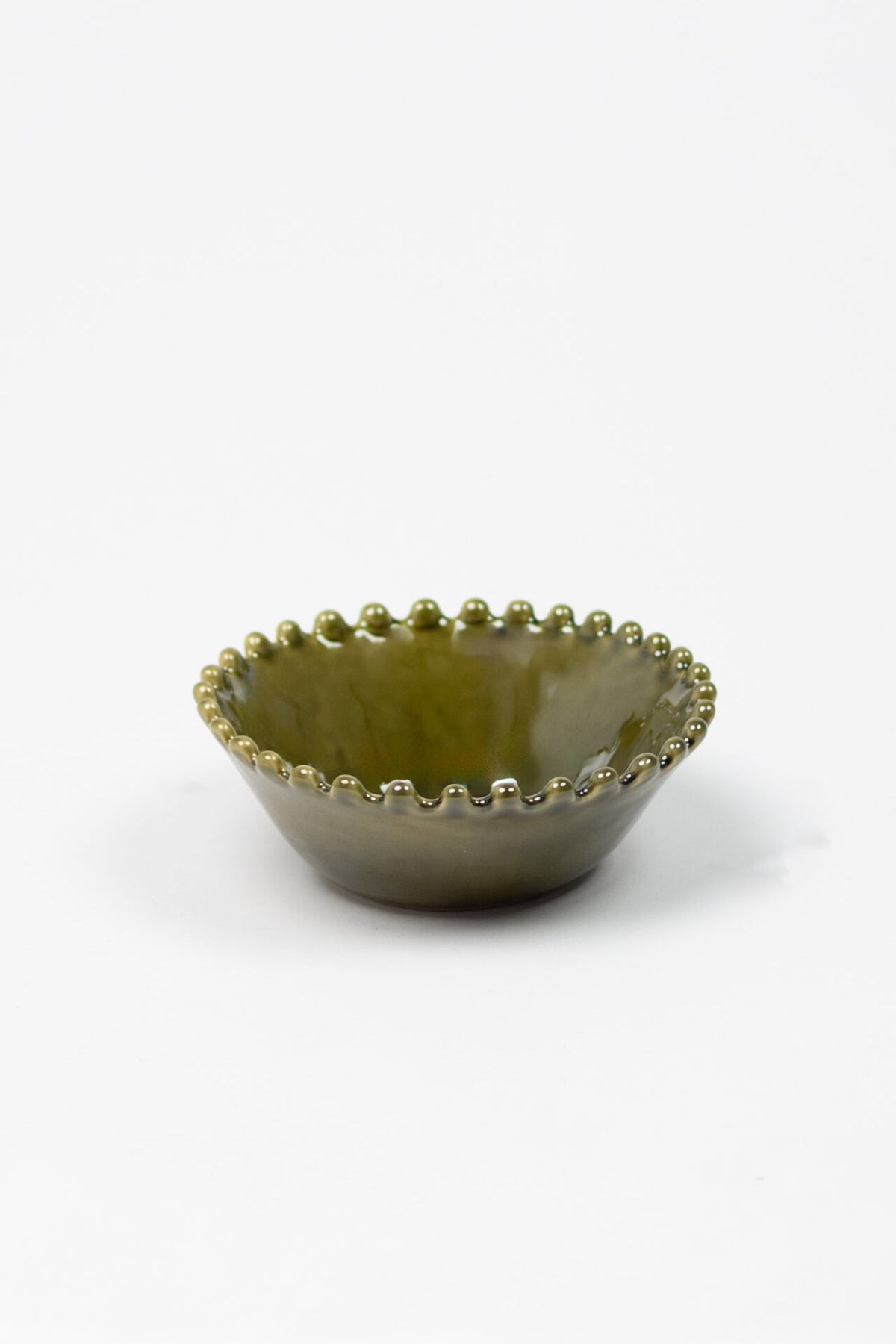 Eden olive green stoneware bowl with beaded edge by Olsson & Jensen