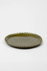 Eden olive green stoneware dinner plate with beaded edge by Olsson & Jensen