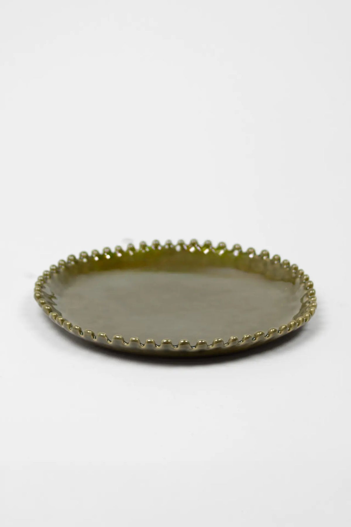 Eden olive green stoneware dinner plate with beaded edge by Olsson & Jensen