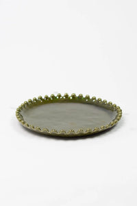 Eden olive green stoneware lunch plate with beaded edge by Olsson & Jensen