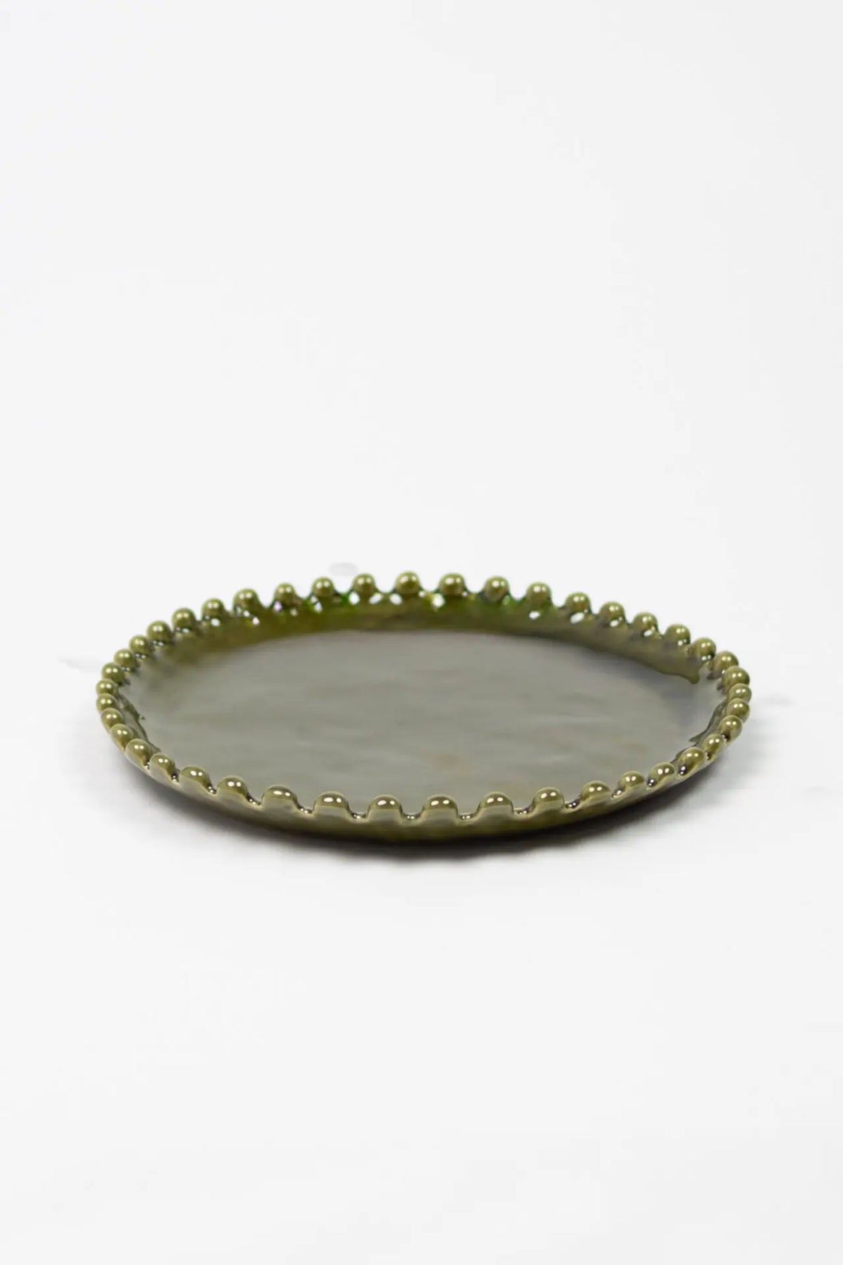 Eden olive green stoneware lunch plate with beaded edge by Olsson & Jensen