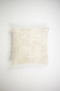 Elba cream textured cotton cushion 50x50 cm by Olsson & Jensen with raw-edged wave pattern, front view