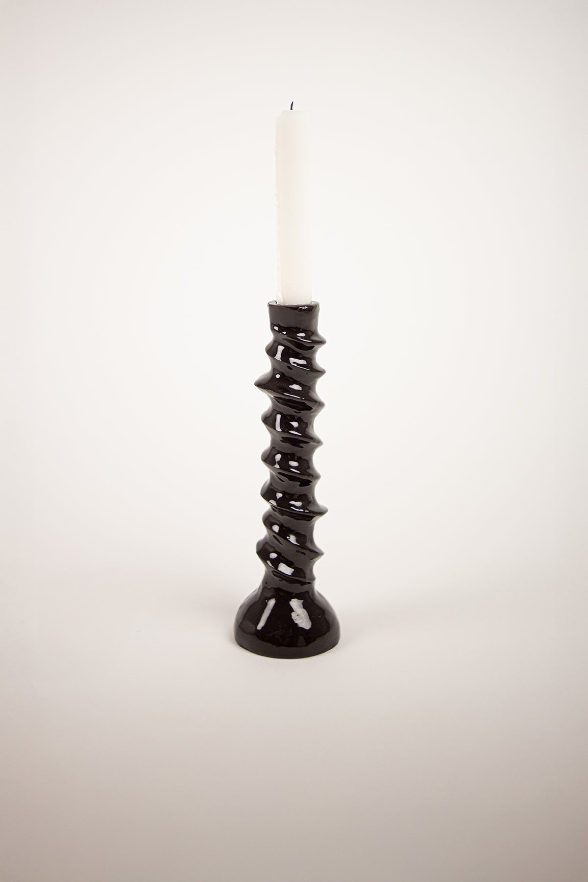 Emina glossy black spiral taper candle holder by Olsson & Jensen, 24 cm