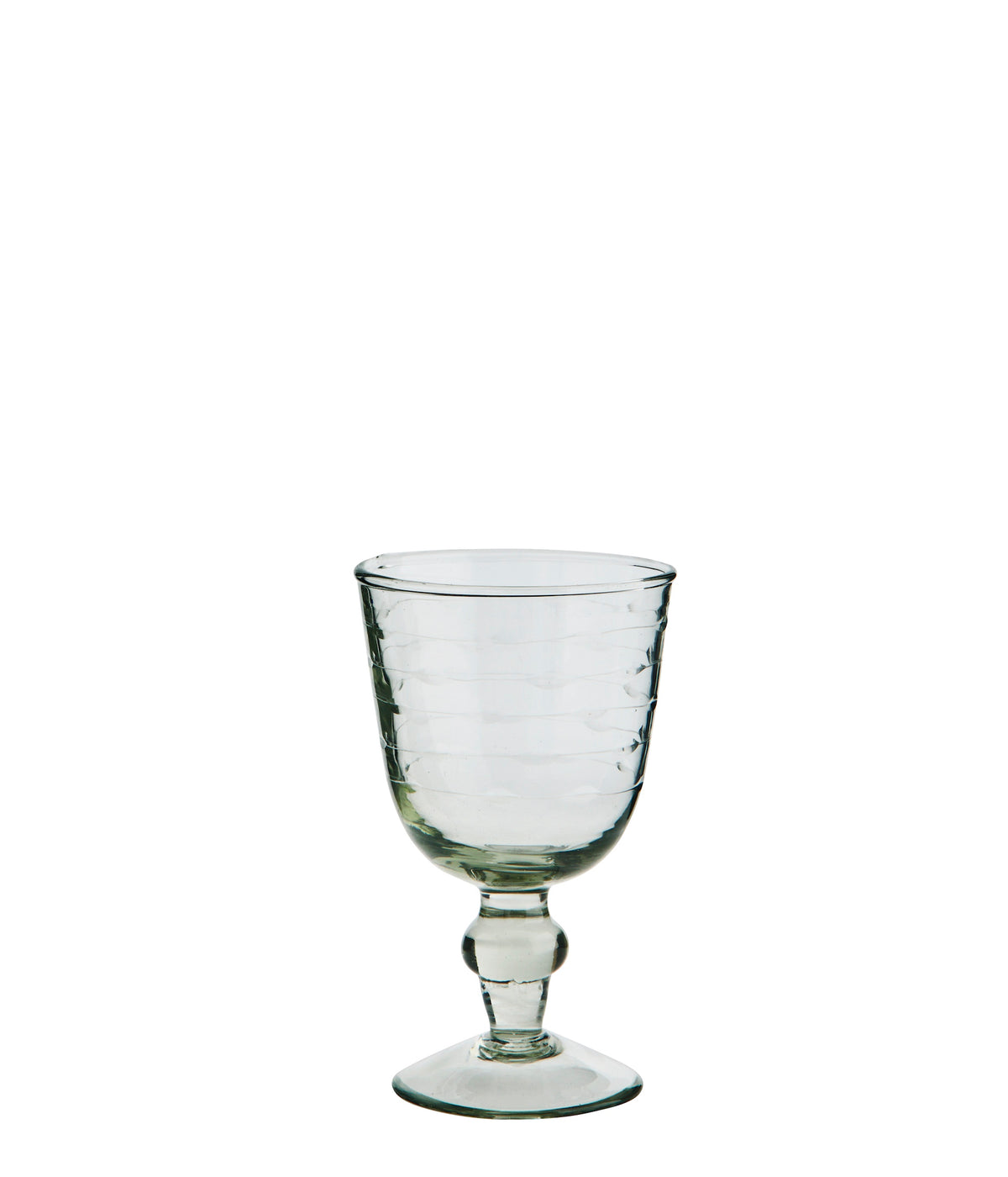 clear cut glass wine glass with subtle texture and handmade finish
