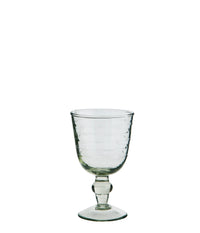clear cut glass wine glass with subtle texture and handmade finish
