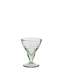 clear handmade cocktail glass with subtle cut detailing
