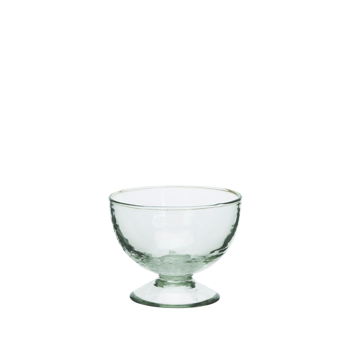 clear hammered glass ice cup with pedestal base
