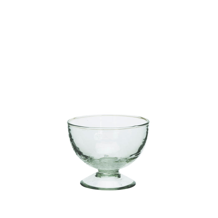 clear hammered glass ice cup with pedestal base
