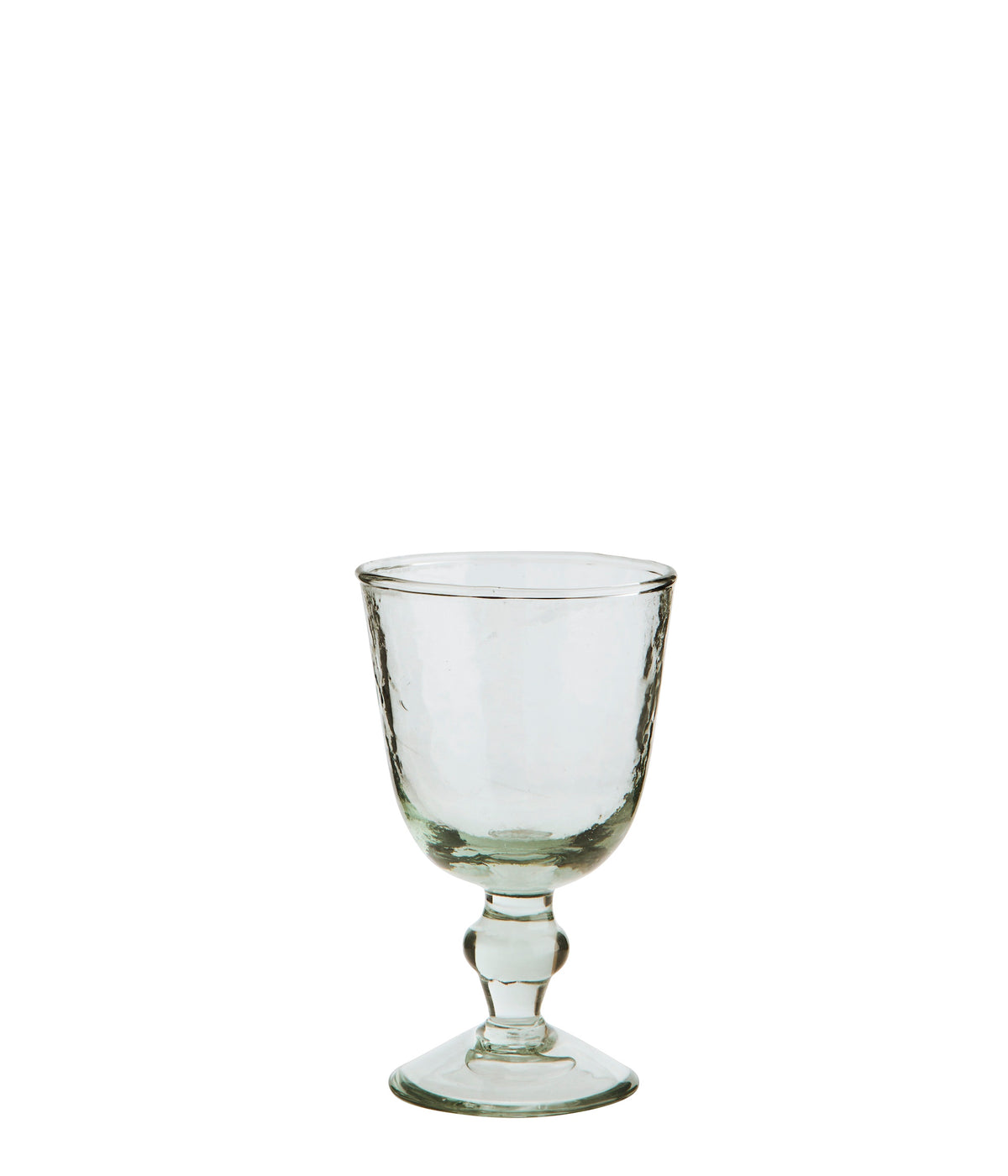 clear hammered wine glass with handmade textured finish
