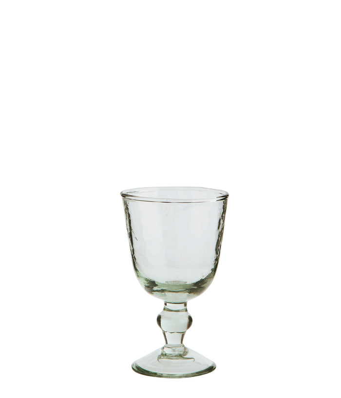 clear hammered wine glass with handmade textured finish
