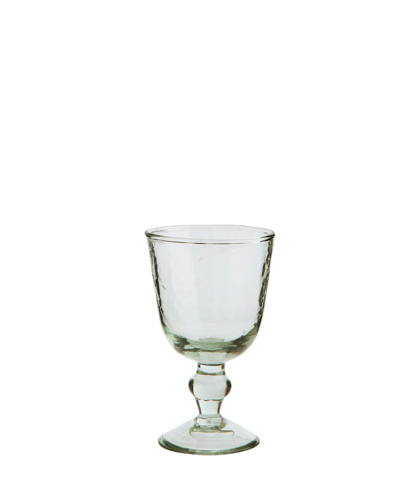 clear hammered wine glass with handmade textured finish
