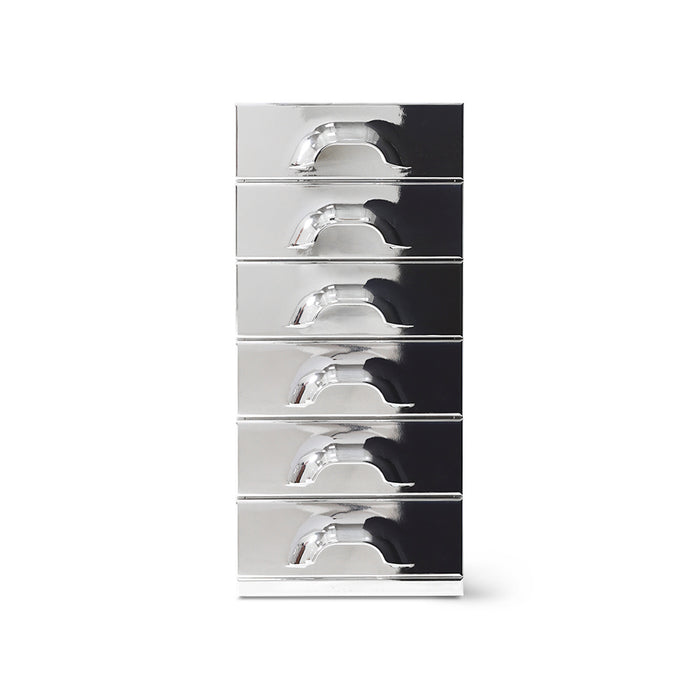 hkliving Chest of 6 Drawers – Chrome Special (Space-Age Inspired Storage Cabinet)