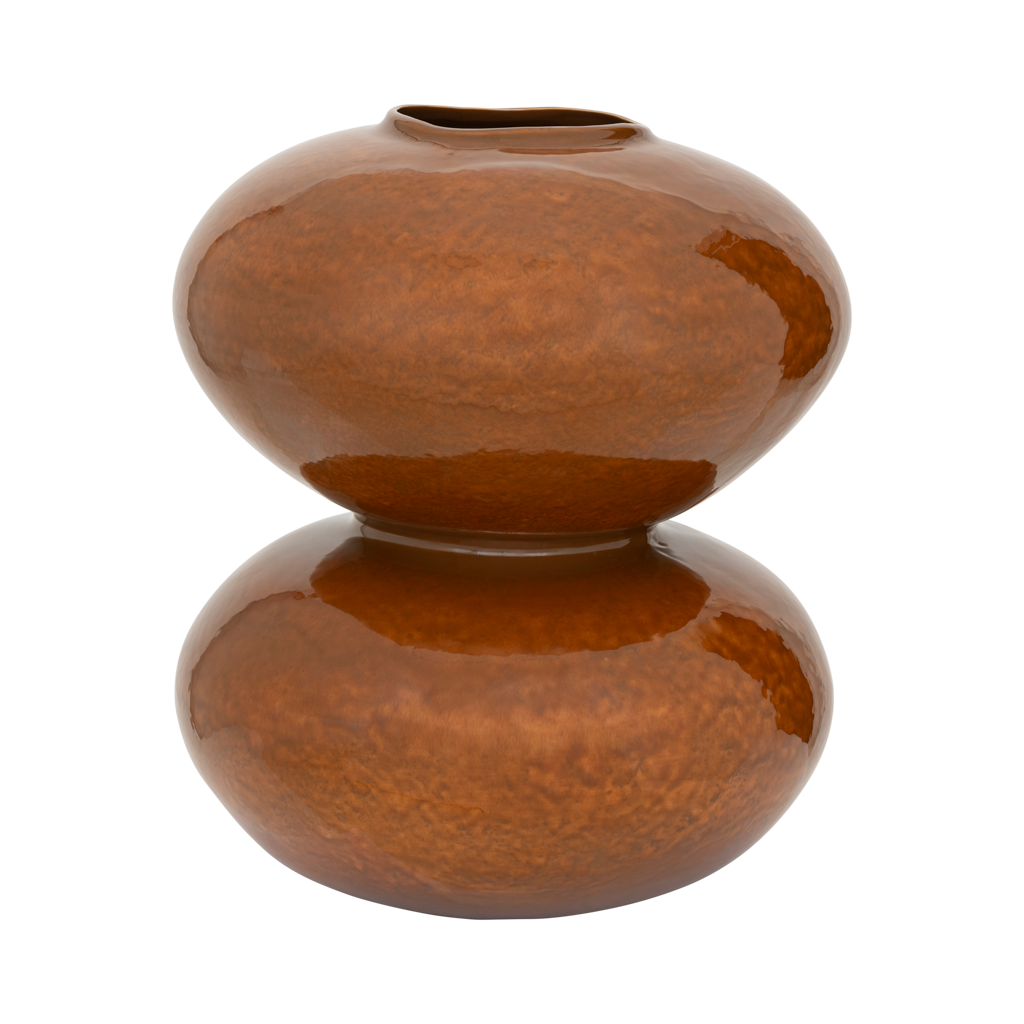 Foss large stacked double vase in glossy burnt orange by Urban Nature Culture