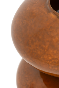 Detail of the shimmering burnt orange glaze on the Foss vase