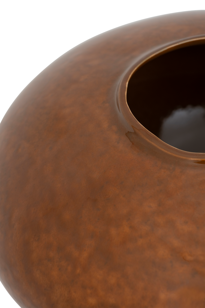 Close-up of the Foss vase's opening and glossy reactive glaze