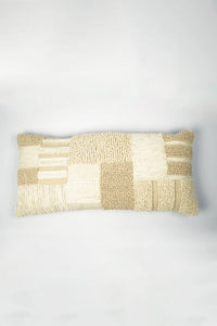 Franca cream patchwork cotton cushion 35x75 cm by Olsson & Jensen, front view