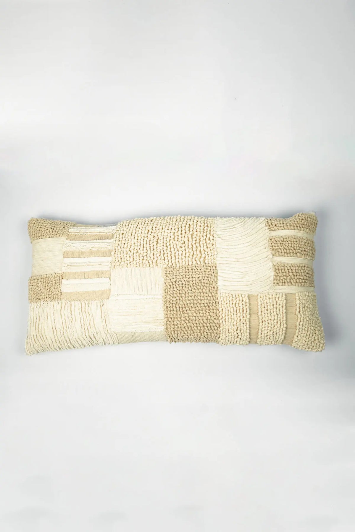 Franca cream patchwork cotton cushion 35x75 cm by Olsson & Jensen, front view