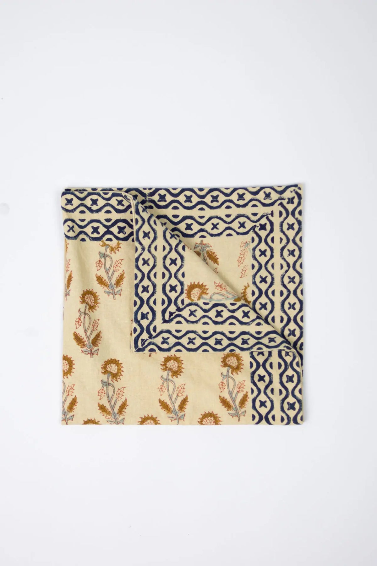 Franchette floral block print cotton napkin by Olsson & Jensen, folded