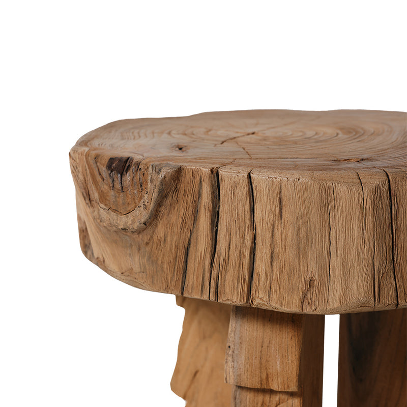 Carved Wooden Stool – Handcrafted Solid Teak Accent Seat by hkliving