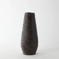 Garonne dark brown textured decorative vase by Olsson & Jensen on a white background