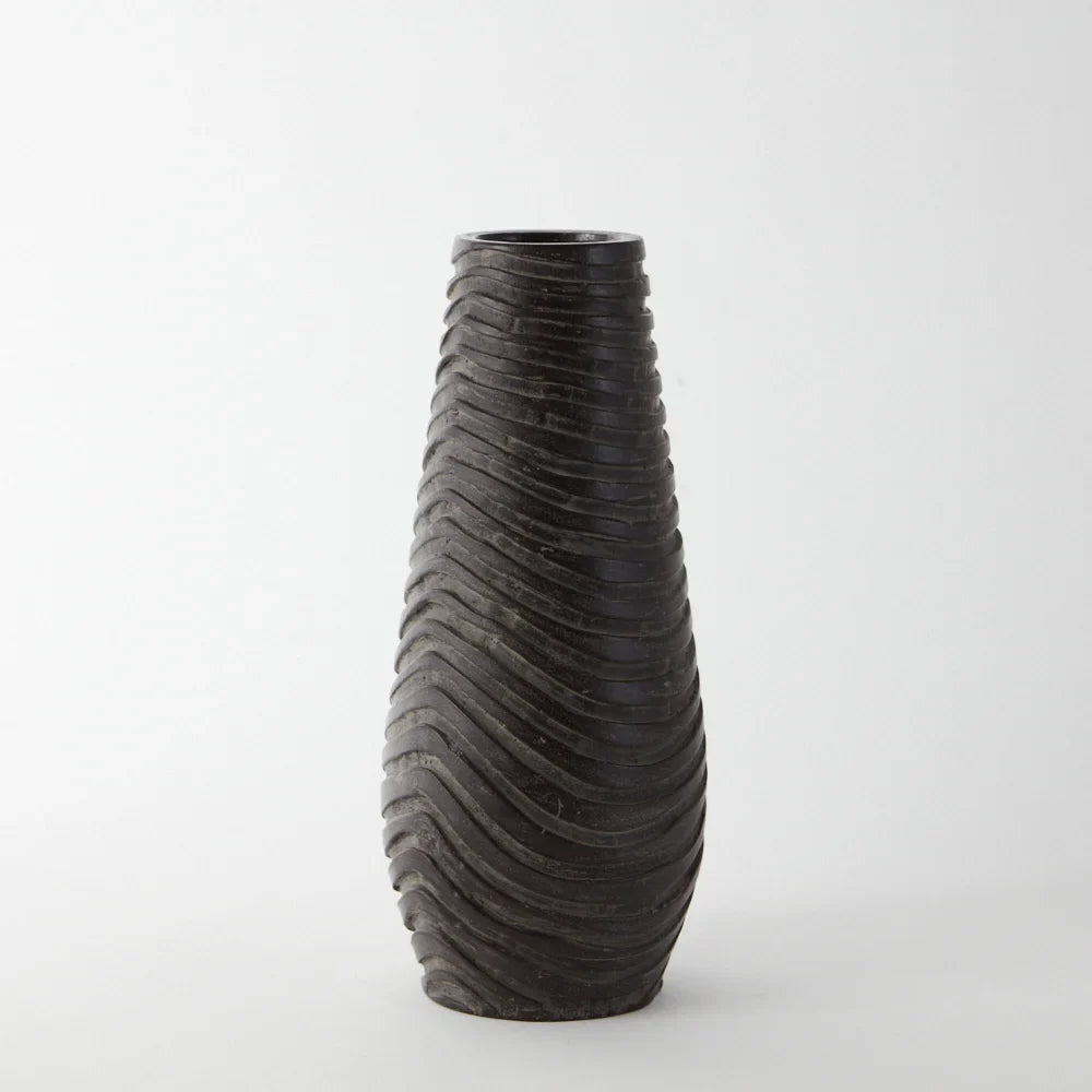 Garonne dark brown textured decorative vase by Olsson & Jensen on a white background