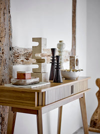 Abstract polyresin sculpture styled with Bloomingville home accessories