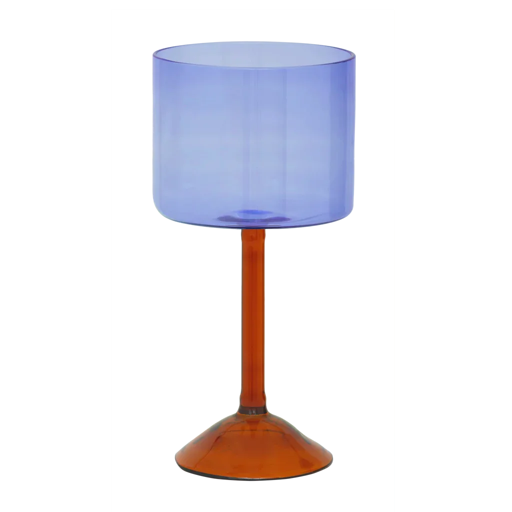 Ice blue gin tonic glass with amber stem by Urban Nature Culture