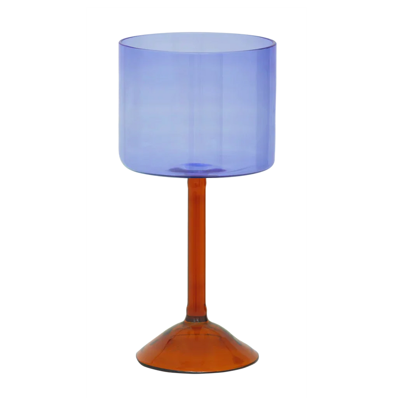 Ice blue gin tonic glass with amber stem by Urban Nature Culture