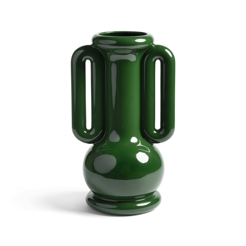 Playful Dutch design vase in glossy green finish
