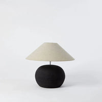 Grace small cotton shade by Olsson & Jensen on a dark grey Bellac lamp base