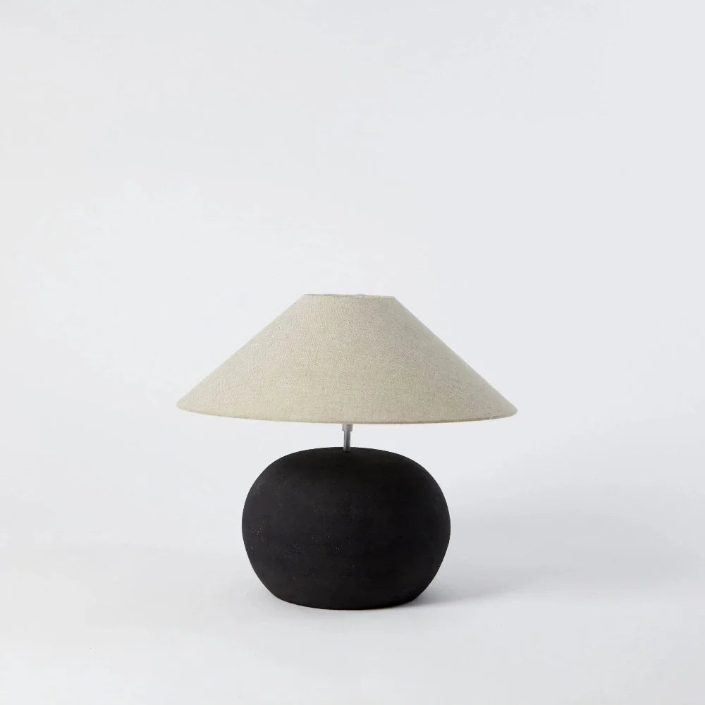 Grace small cotton shade by Olsson & Jensen on a dark grey Bellac lamp base