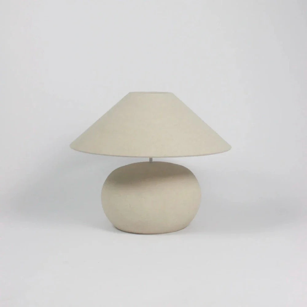 Grace small cotton shade by Olsson & Jensen on a beige Colmar lamp base