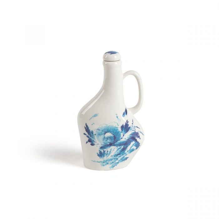 Classics on Acid HANA seasoning bottle by Seletti Diesel Living, blue and white wavy porcelain, 20cm
