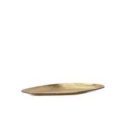 side profile of hand hammered brass aluminium tray showing organic shape
