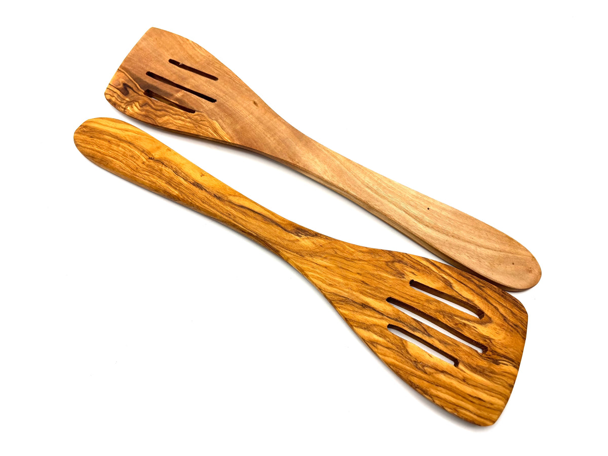 Eco-friendly olive wood spatula safe for non-stick pans