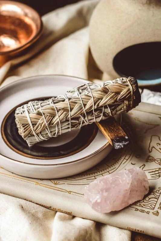 White sage and sweetgrass smudge bundle for cleansing and harmony