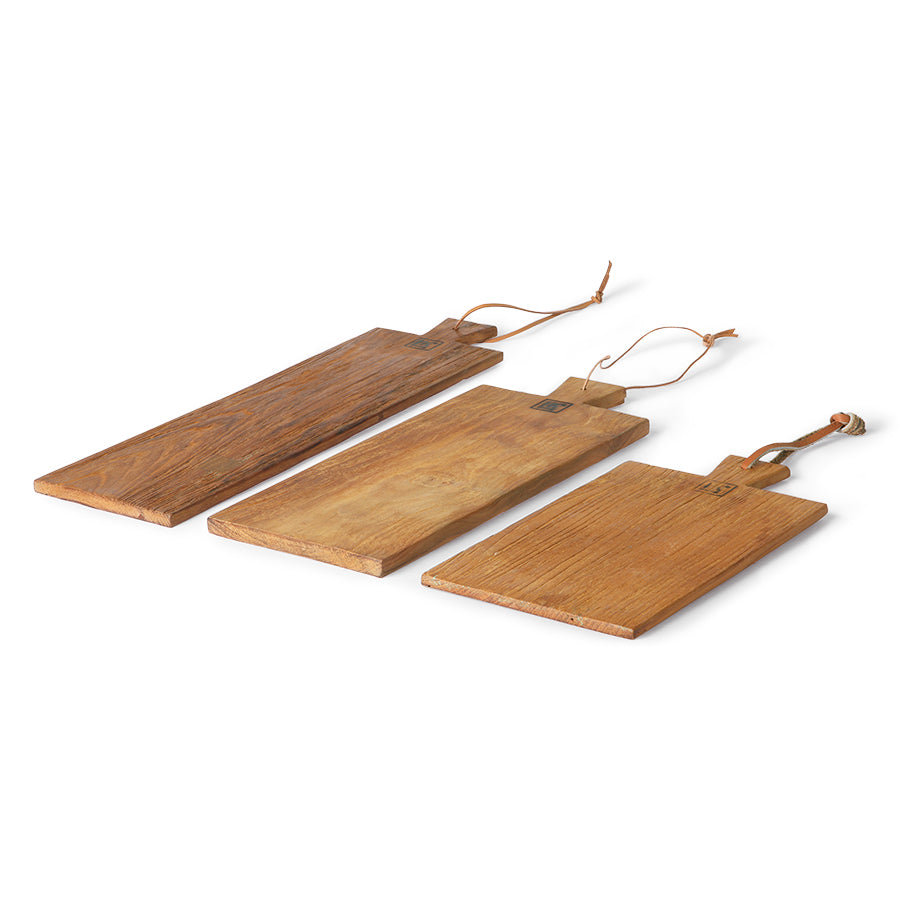 hkliving Bread Board Set â€“ Reclaimed Teak Wooden Boards (Set of 3)