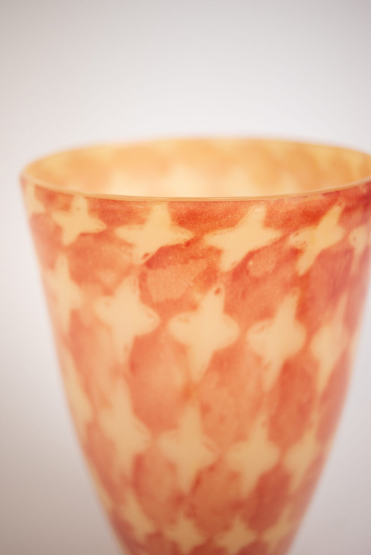 Close-up of the coral diamond pattern on the Harley orange vase by Olsson & Jensen