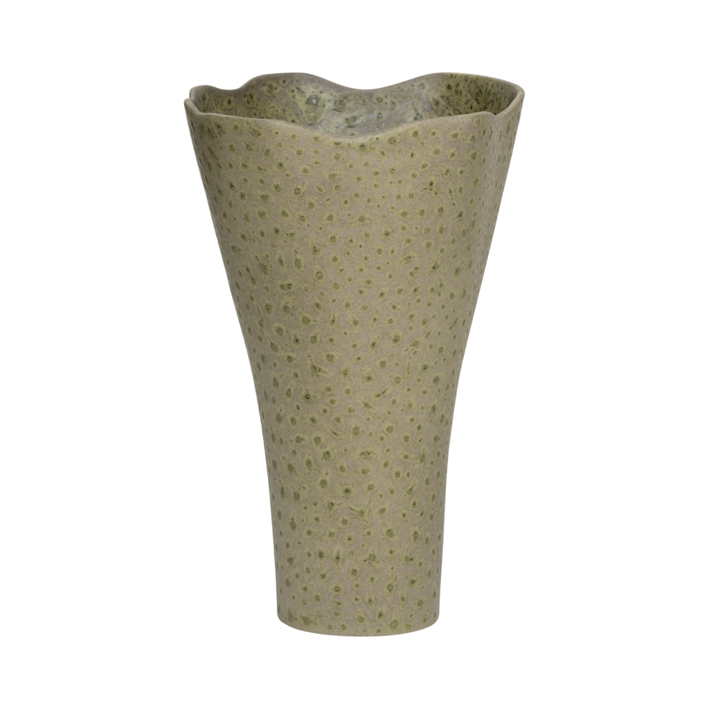 Haru flared vase with a wavy rim in sage green by Urban Nature Culture