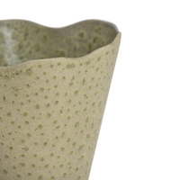 Close-up of the matt sage green reactive glaze on the Haru vase
