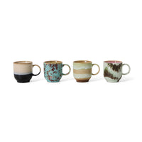 HKLIVING 70s ceramics abstract café mugs set of four in stoneware
