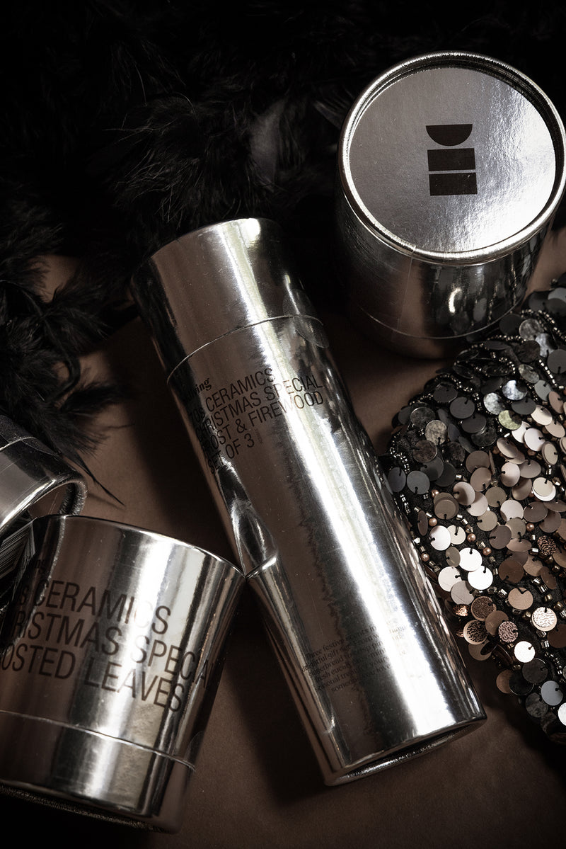 HKLIVING Christmas candle gift packaging in silver with sequins – festive product styling
