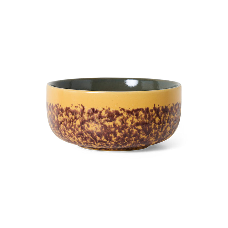 bay green and mustard HKLIVING dessert bowl with reactive glaze
