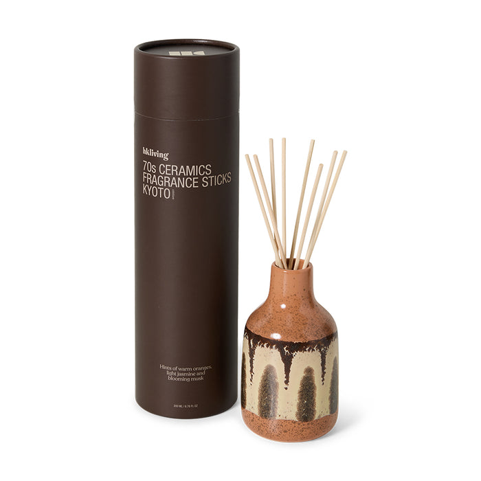 HKLIVING 70s Ceramics ‘Kyoto’ diffuser – hand-glazed stoneware bottle with reeds
