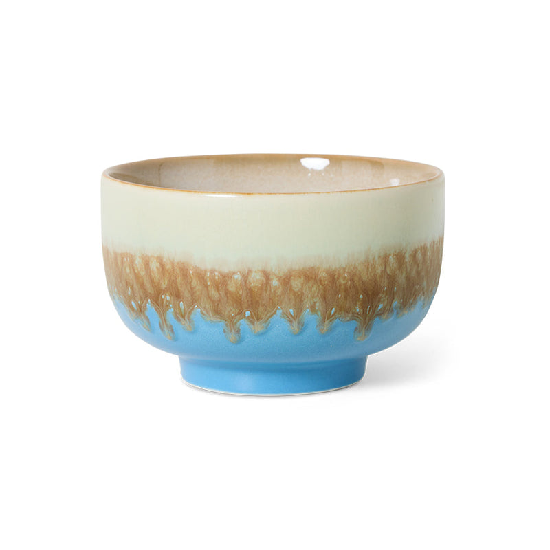 azure blue 70s ceramic noodle bowl by hkliving on white background
