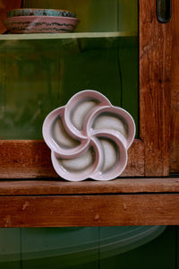 HKLIVING 70s ceramics snack tray muse styled on wooden shelf adding retro charm to interiors
