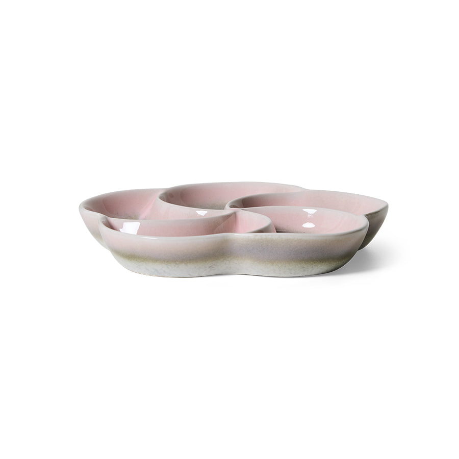 side profile of HKLIVING 70s ceramics snack tray muse showing shallow depth and sculptural form
