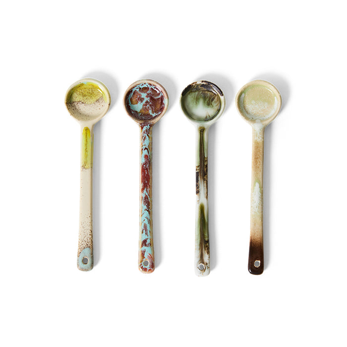Close-up of HKLIVING 70s Ceramics spoon glazes – Blend mix